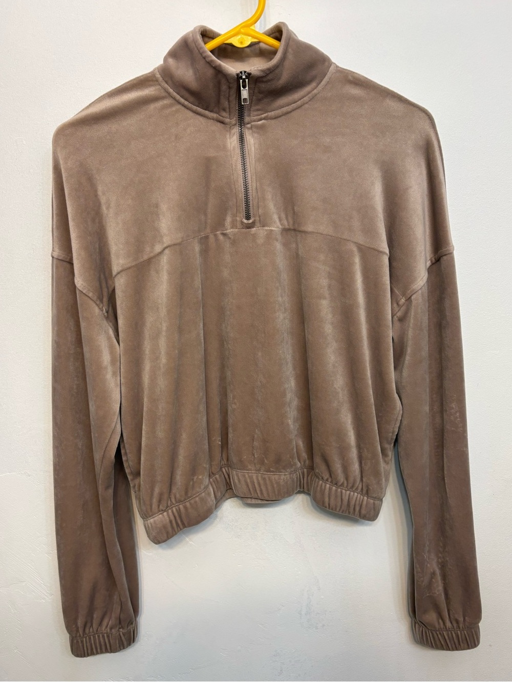 Cozie By Pink Rose Taupe Plush Half Zip Pullover Sweater Womens Size Small
